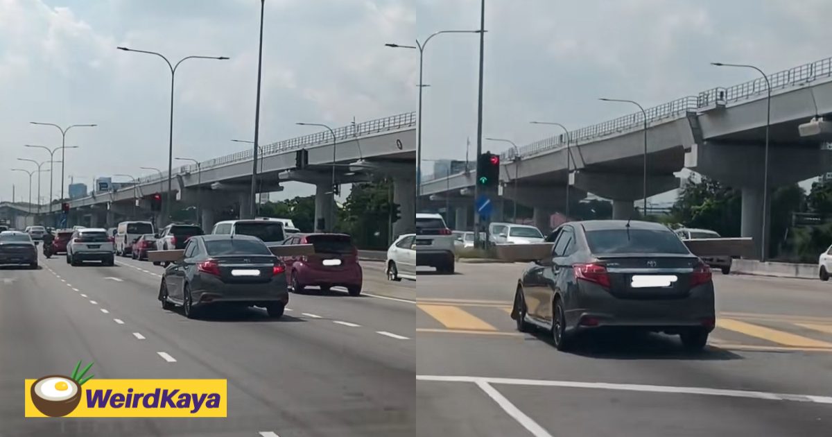 3 Meter Object Sticks Out From Moving Car Windows On Highway, Sparks Concerns | WeirdKaya