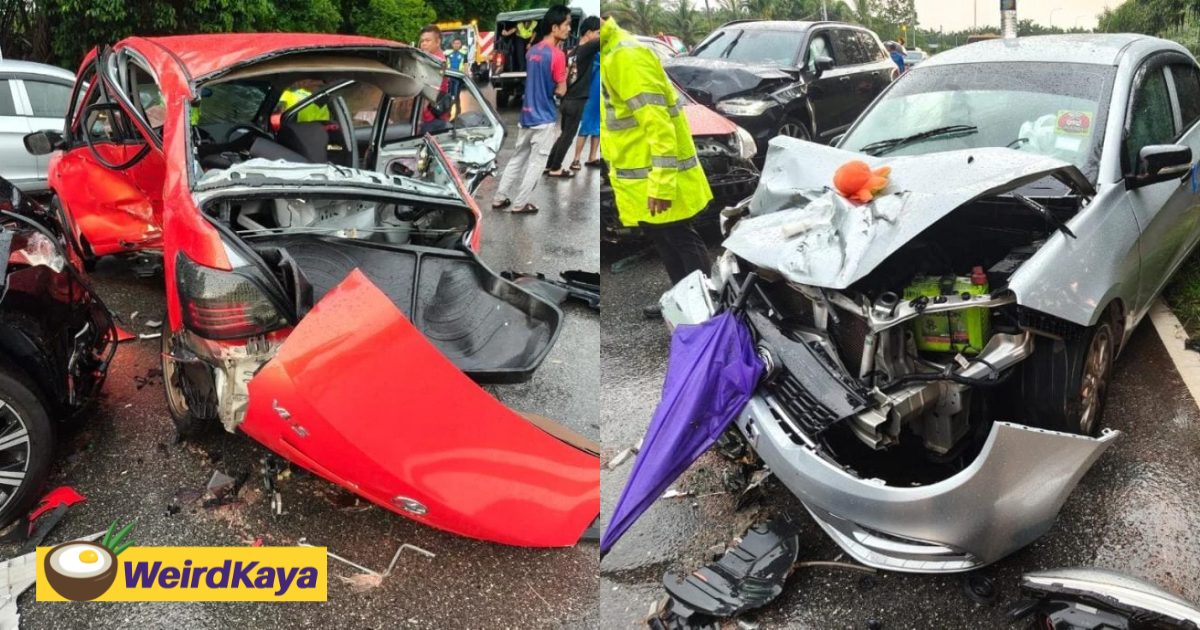 2 Siblings Dead, 5 Injured After Car Skids Into Opposite Lane During Heavy Rain In Johor | WeirdKaya