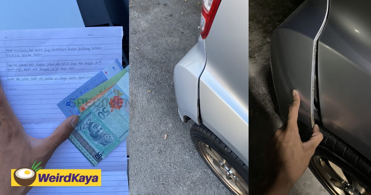 M’sian Finds RM206 & Apology Note After Elderly Woman Hits His Car, Returns It Upon Hearing Her Story | WeirdKaya