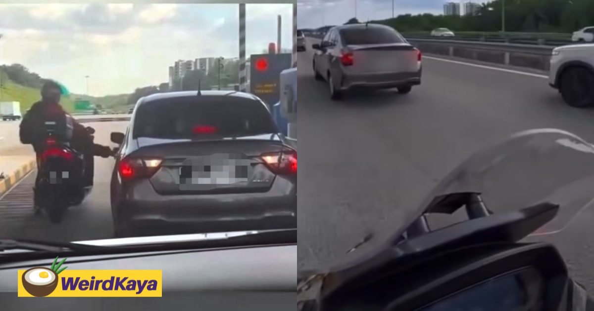 M’sian Motorcyclist Arrested For Kicking Car At LEKAS Toll In Road Rage Incident | WeirdKaya