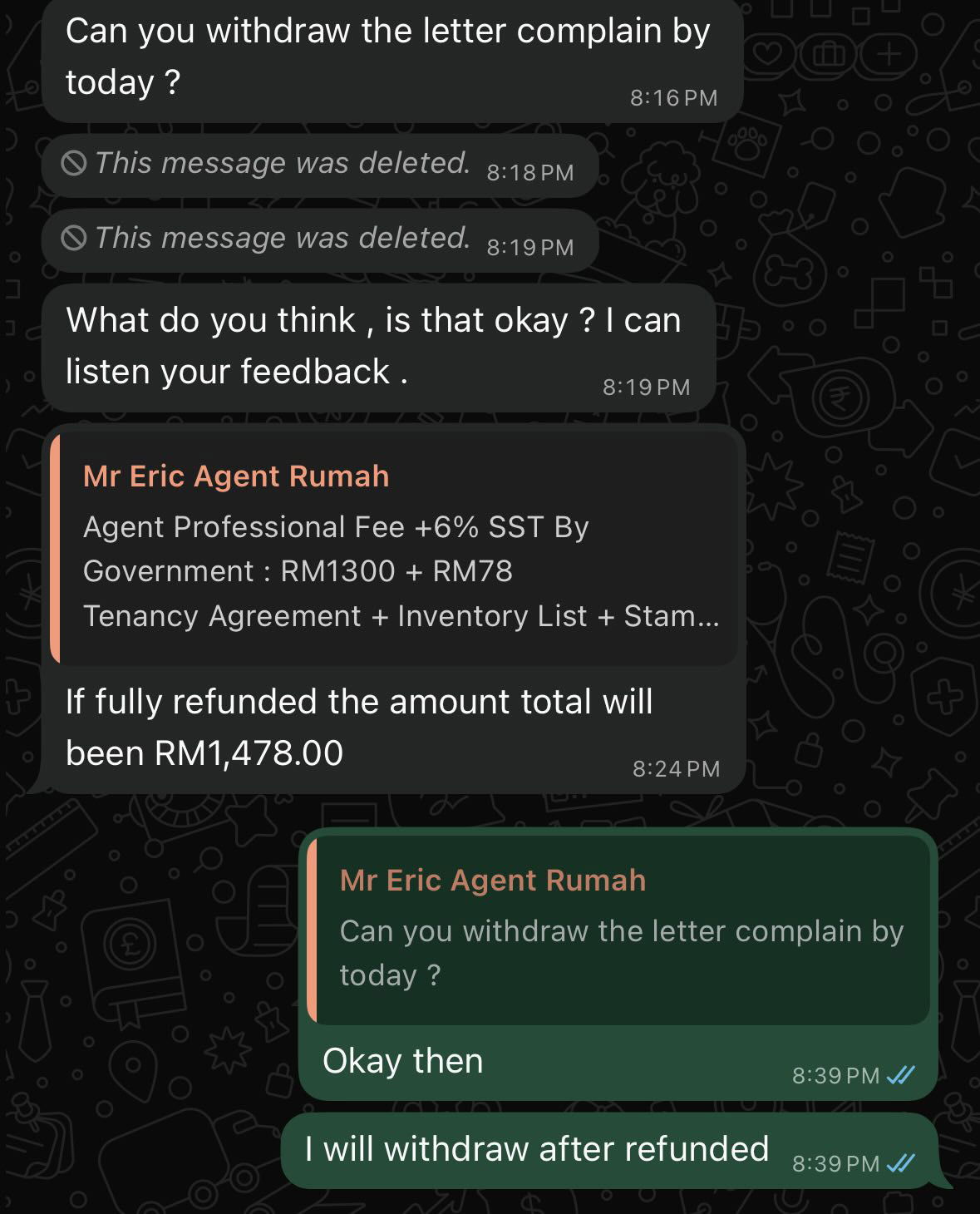  wk m’sian tenant successfully claims back rm . k after learning agent fee isn’t their responsibility... 