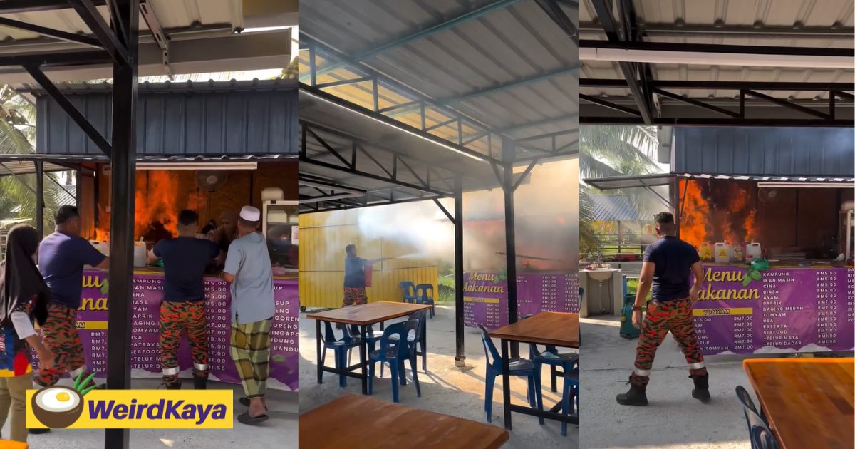 2 Off-Duty M’sian Firemen Save Women Trapped In Food Stall After It Catches Fire | WeirdKaya