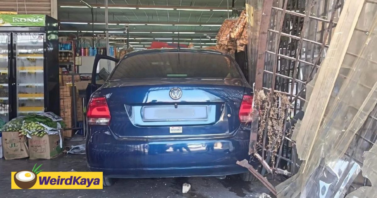 69yo M’sian Crashes Into Shop After Mistakenly Stepping On Gas Pedal While Making U-Turn | WeirdKaya