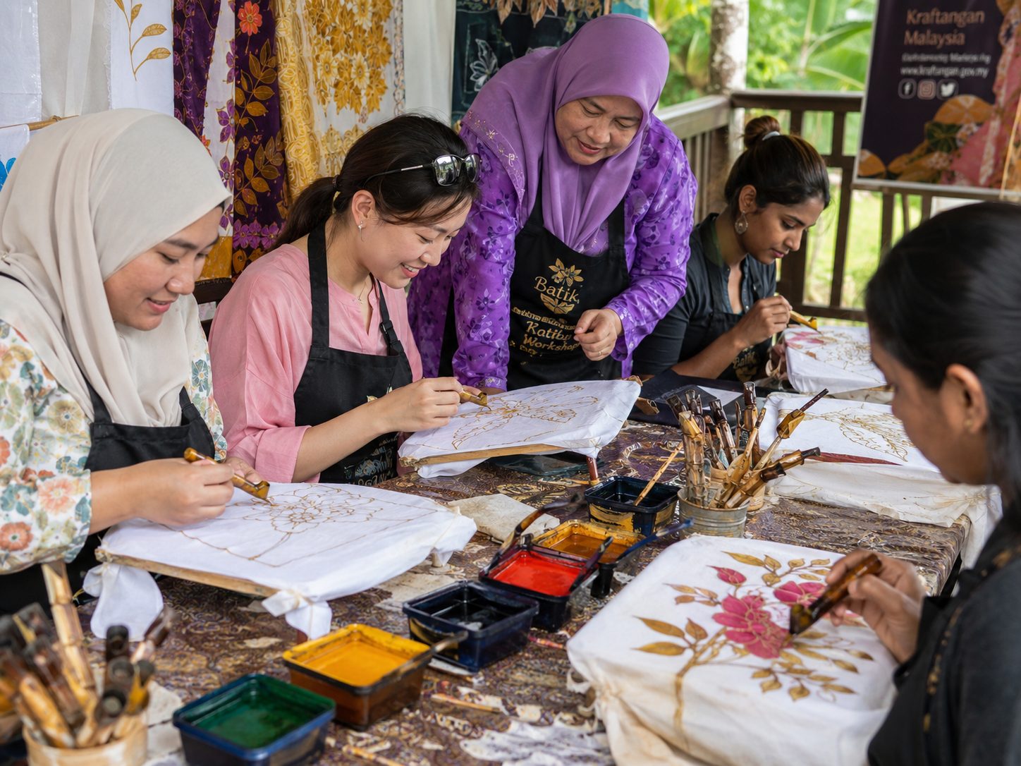wk batik painting workshop in action