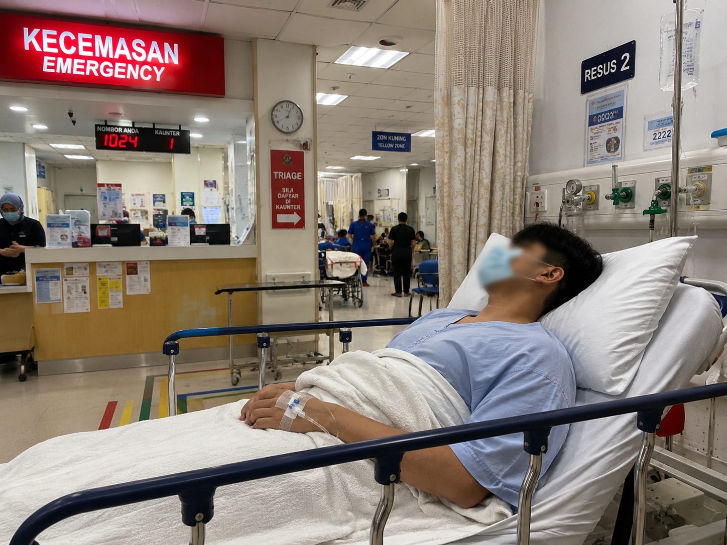 wk busy emergency room corridor scene