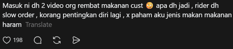 wk comment on rider stealing food ( )