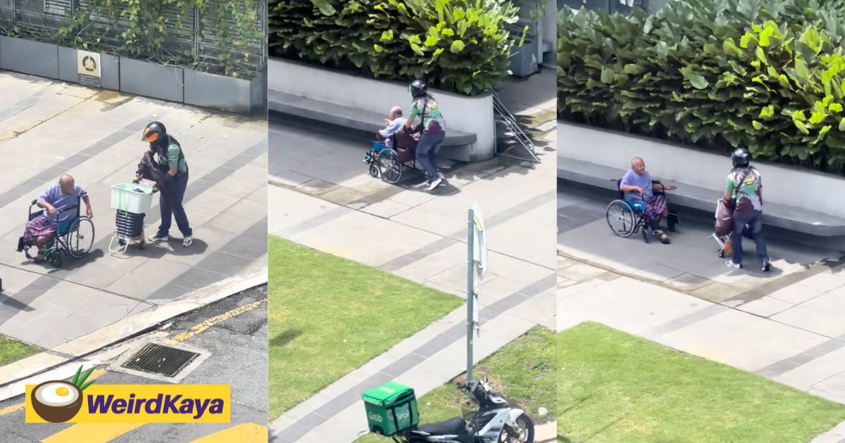 Delivery Rider Stops Work To Help Wheelchair-Bound Pakcik, Moves M’sians To Tears | WeirdKaya