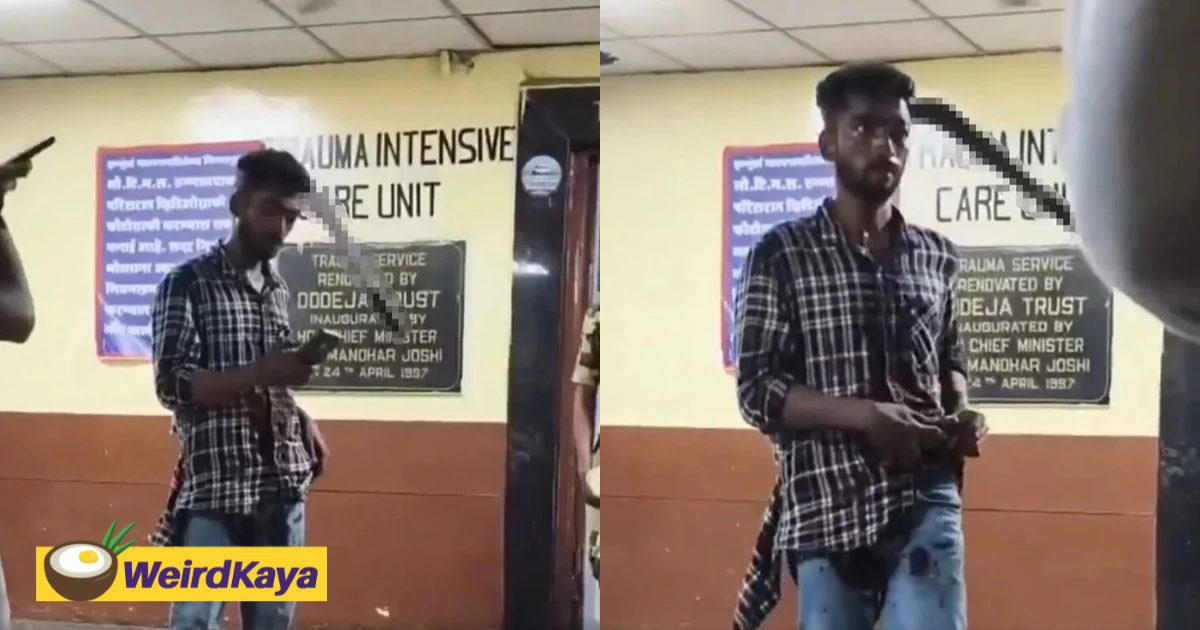 Man In India Shocks Doctors By Scrolling Phone Calmly With Machete Lodged In His Head | WeirdKaya