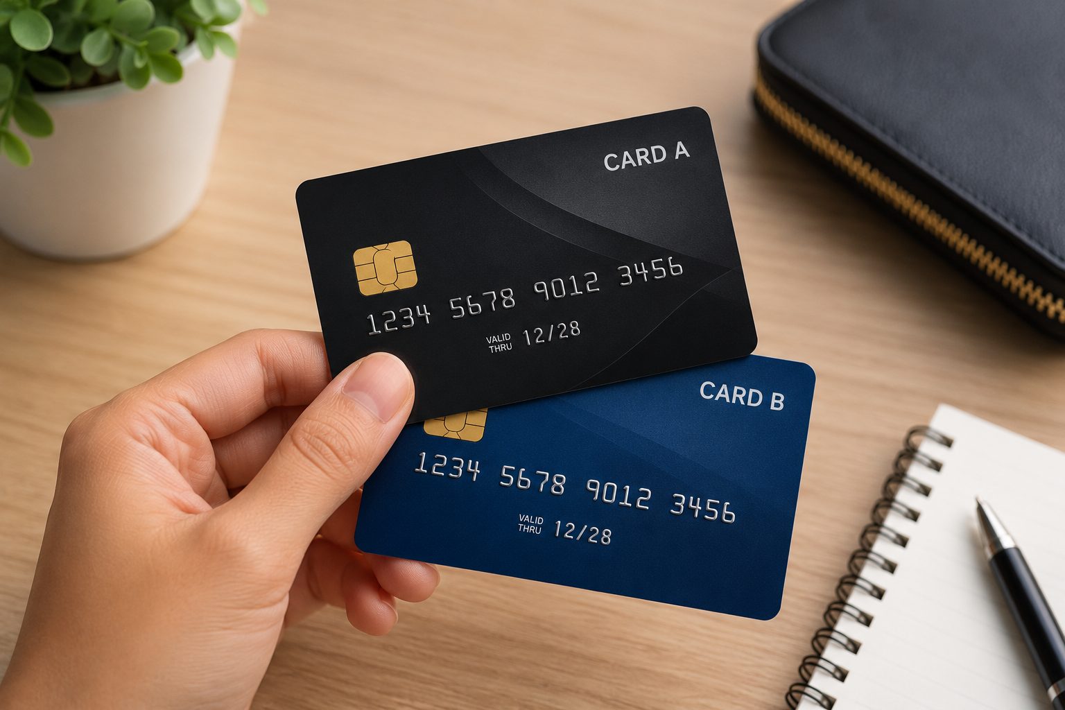 wk minimalist hand with credit cards 