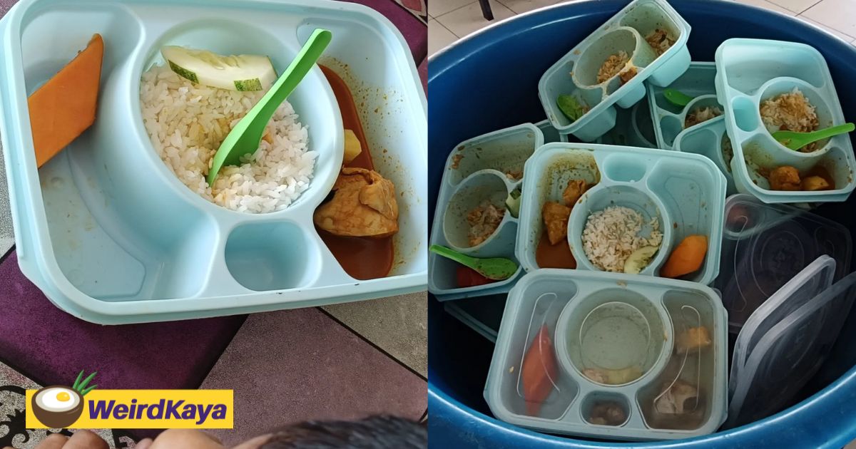 M’sian Woman Upset After Seeing Students Throw Away Free School Meals Meant To Help B40 Pupils | WeirdKaya