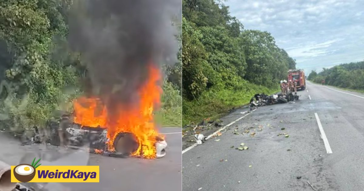S’porean Couple Killed After Ferrari Loses Control & Bursts Into Flames While Travelling From JB To Mersing | WeirdKaya