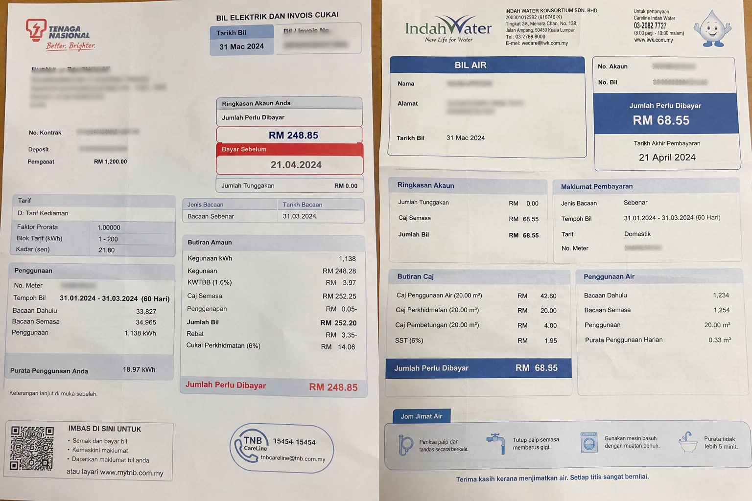  wk utility bills on a table 