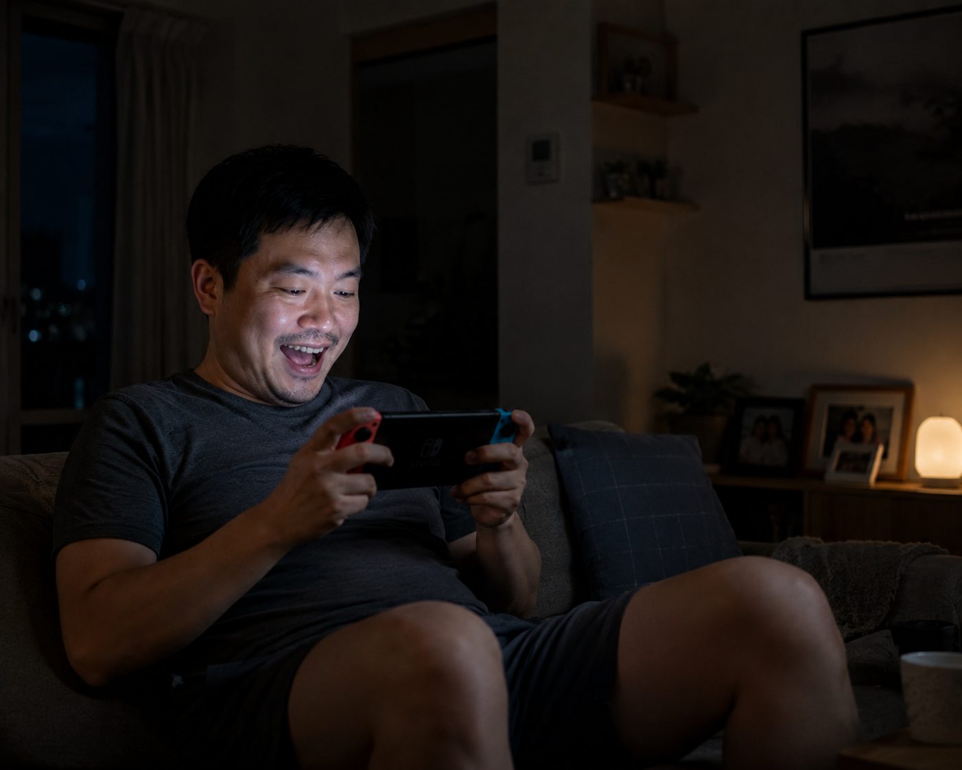  wk playing game at night 