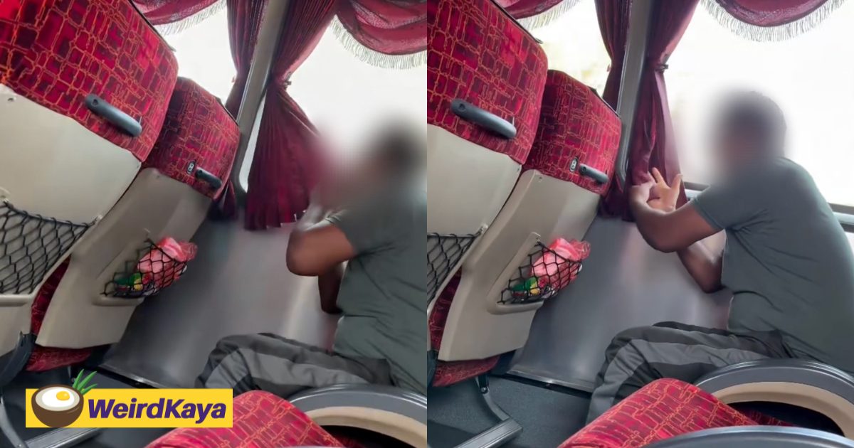 Man Wipes Hands & Mouth On Bus Curtain After Eating Nasi Briyani, Leaves Netizens Disgusted | WeirdKaya