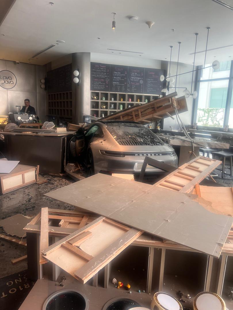 wk porsche crashes into hotel cafe in penang