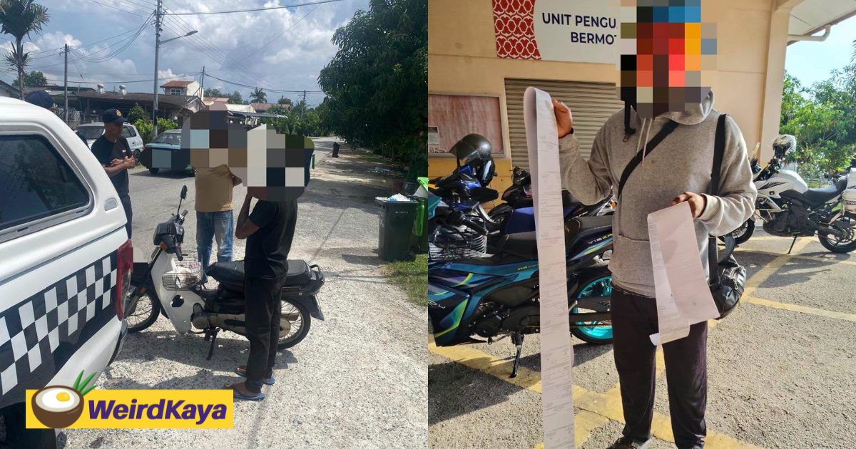 2 Rohingyas Fined By JPJ & Have Motorbikes Seized, 1 Of Them Holds Summon Slip That’s Several Metres Long | WeirdKaya