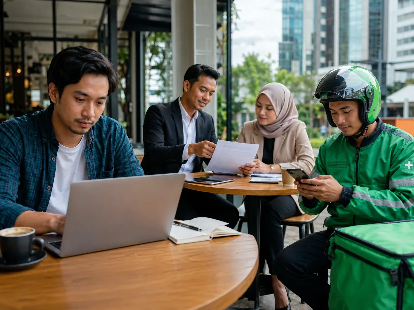  wk business meeting in a modern cafe 