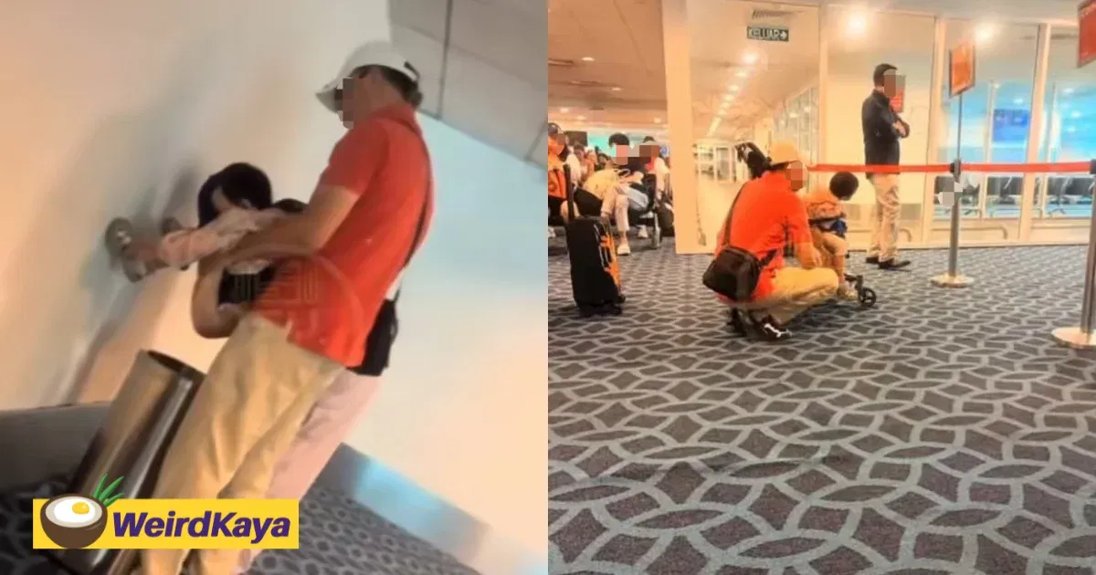 Chinese Tourist Seen Letting Child Poop Into Trash Bin Near Boarding Gate At KLIA | WeirdKaya