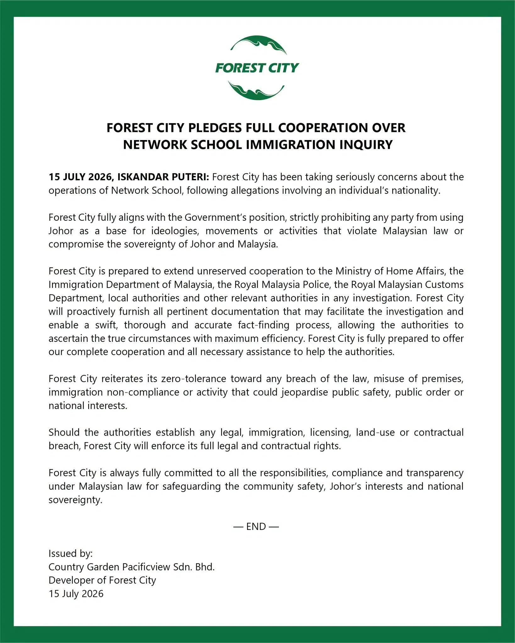 wk forest city statement