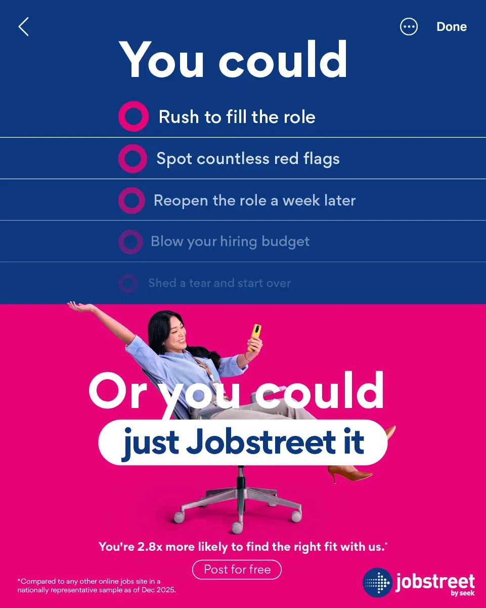 wk just jobstreet it! m’sian employers can now post all roles on jobstreet by seek for free nationwide