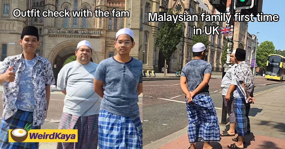 M’sian Family Casually Wears ‘Kain Pelikat’ On UK Streets, Netizens Amused | WeirdKaya
