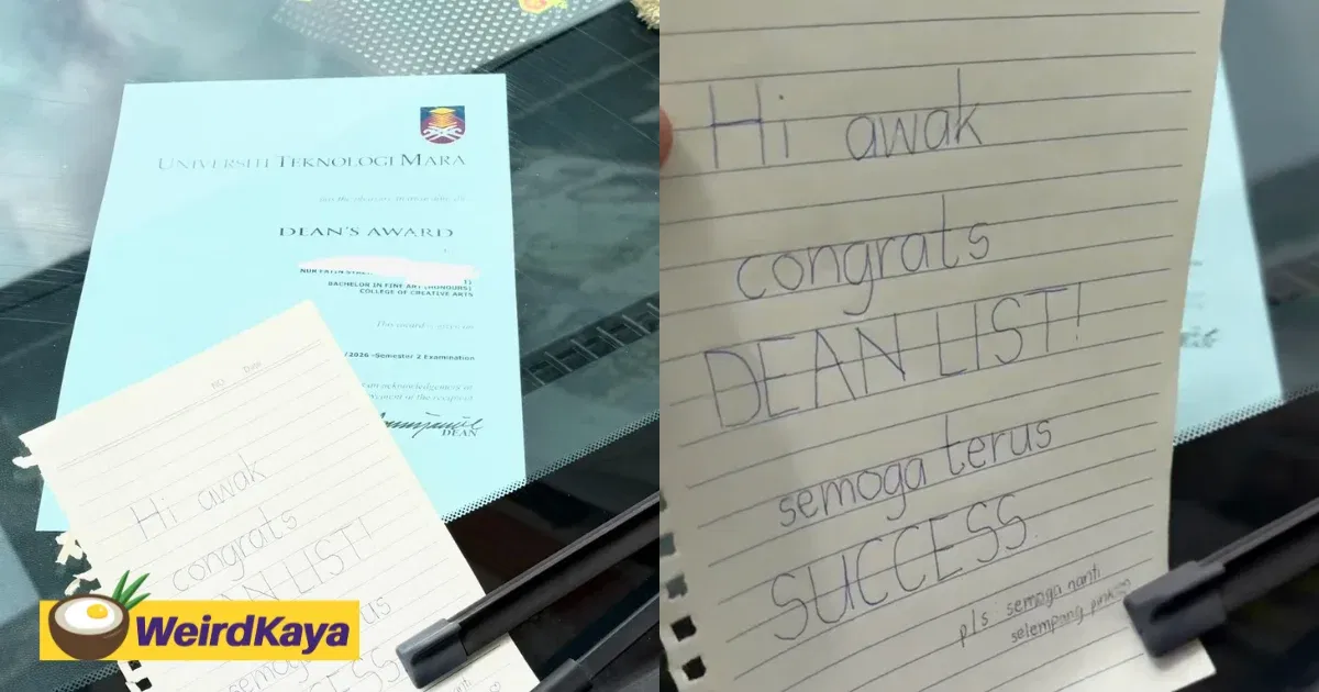 wk m’sian student thought she got a parking ticket, turns out it was a sweet dean’s list congrats note from stranger