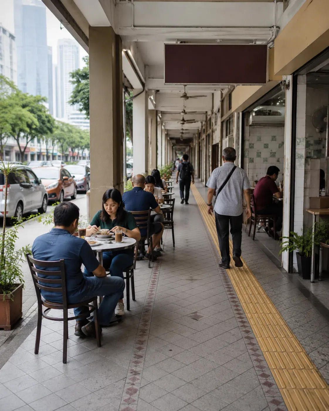 wk covered arcade cafes and city walkway