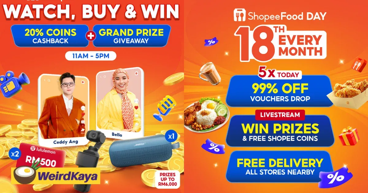 Deals From RM1.50?And ShopeeFood Day Is Giving 20% Coins Cashback & Prizes Every Hour! | WeirdKaya
