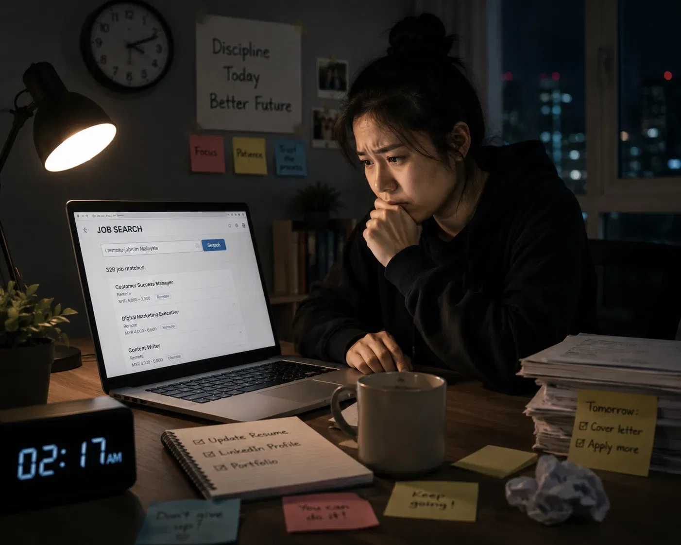 wk late night job hunt resolve