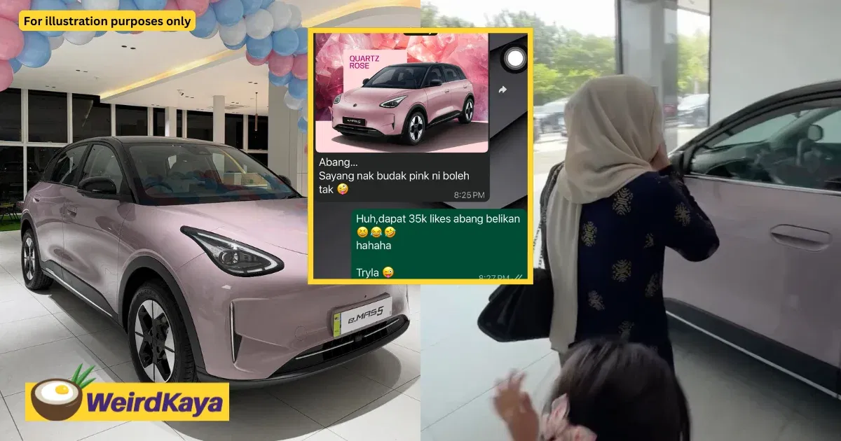 M’sian Promises To Buy Wife A Pink Proton e.MAS 5 If He Gets 35K Likes, Netizens Hit Target In 24 Hours | WeirdKaya