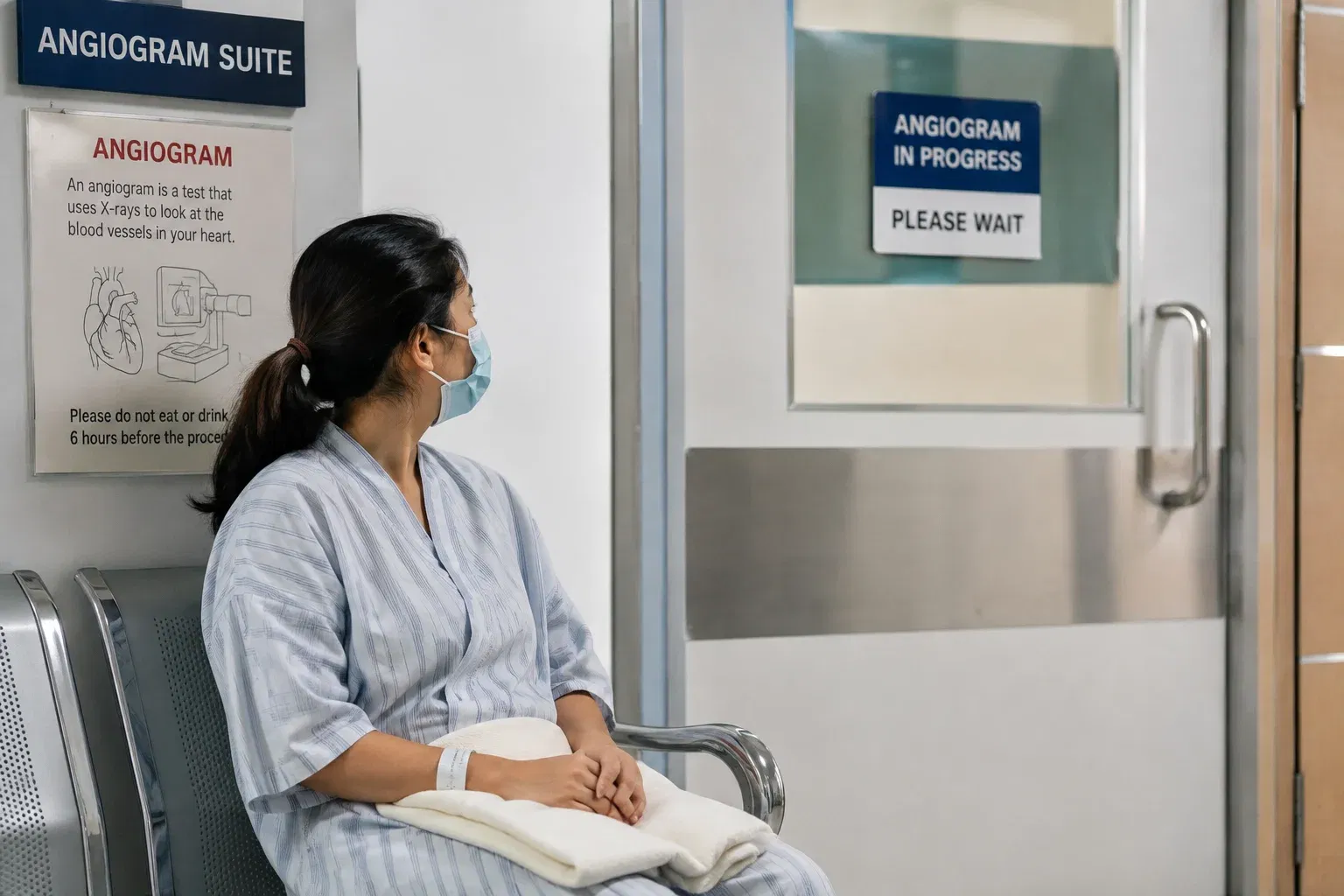 wk patient waiting outside angiogram suite