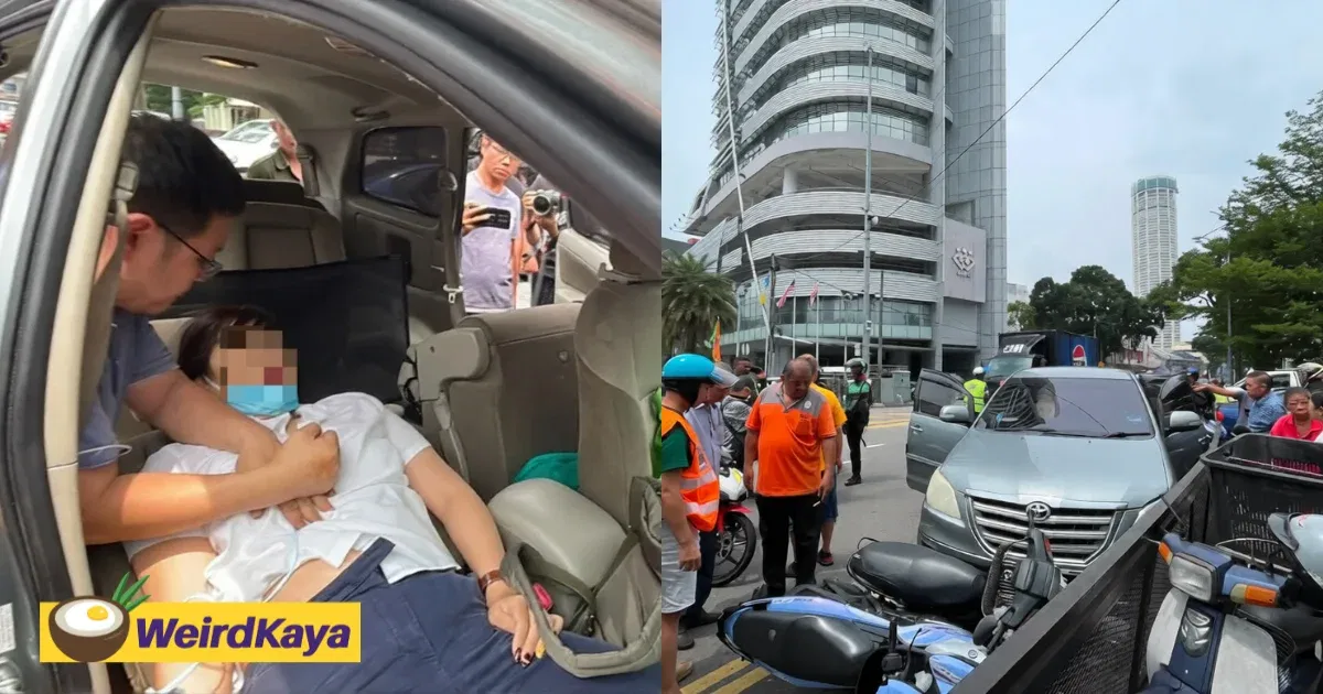 Penang Woman Crashes Car Into Parked Motorcycles Due To Suspected Heart Attack | WeirdKaya