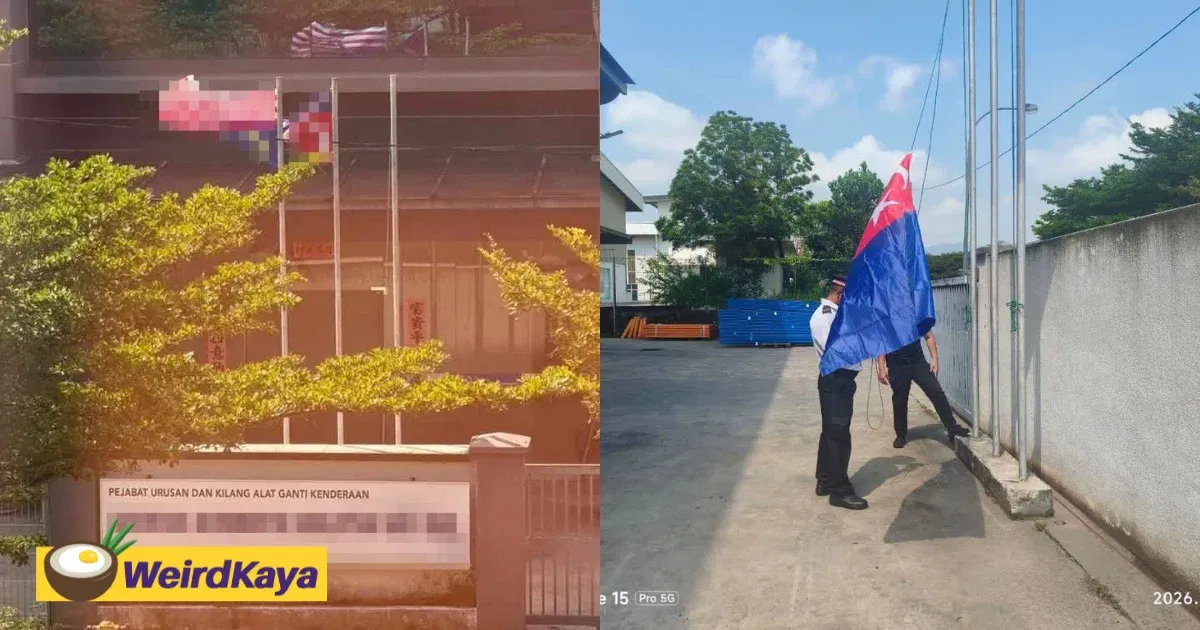 Jalur Gemilang & Johor State Flag Seen Hung Upside Down At Factory | WeirdKaya