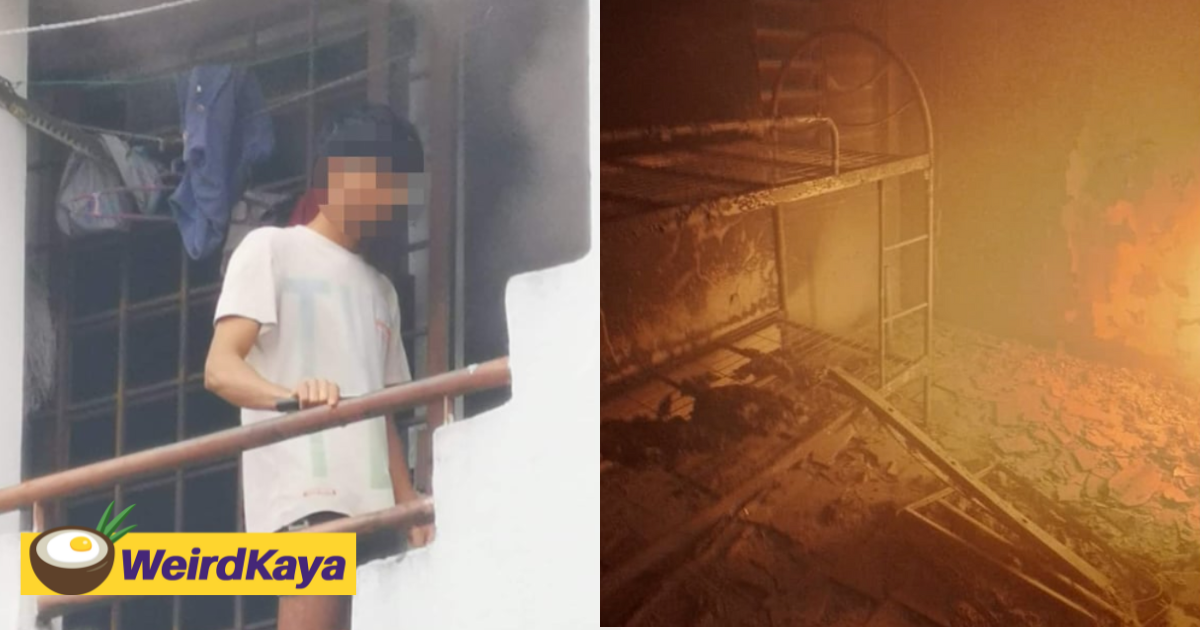 20yo foreign worker in kajang attempts suicide by burning shophouse, gets rescued by police | weirdkaya