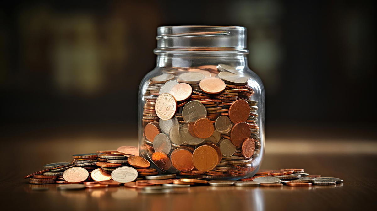 Coins in a jar