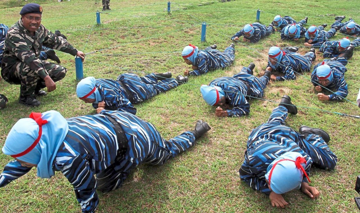 Msian female plkn trainees undergoing task at the camp