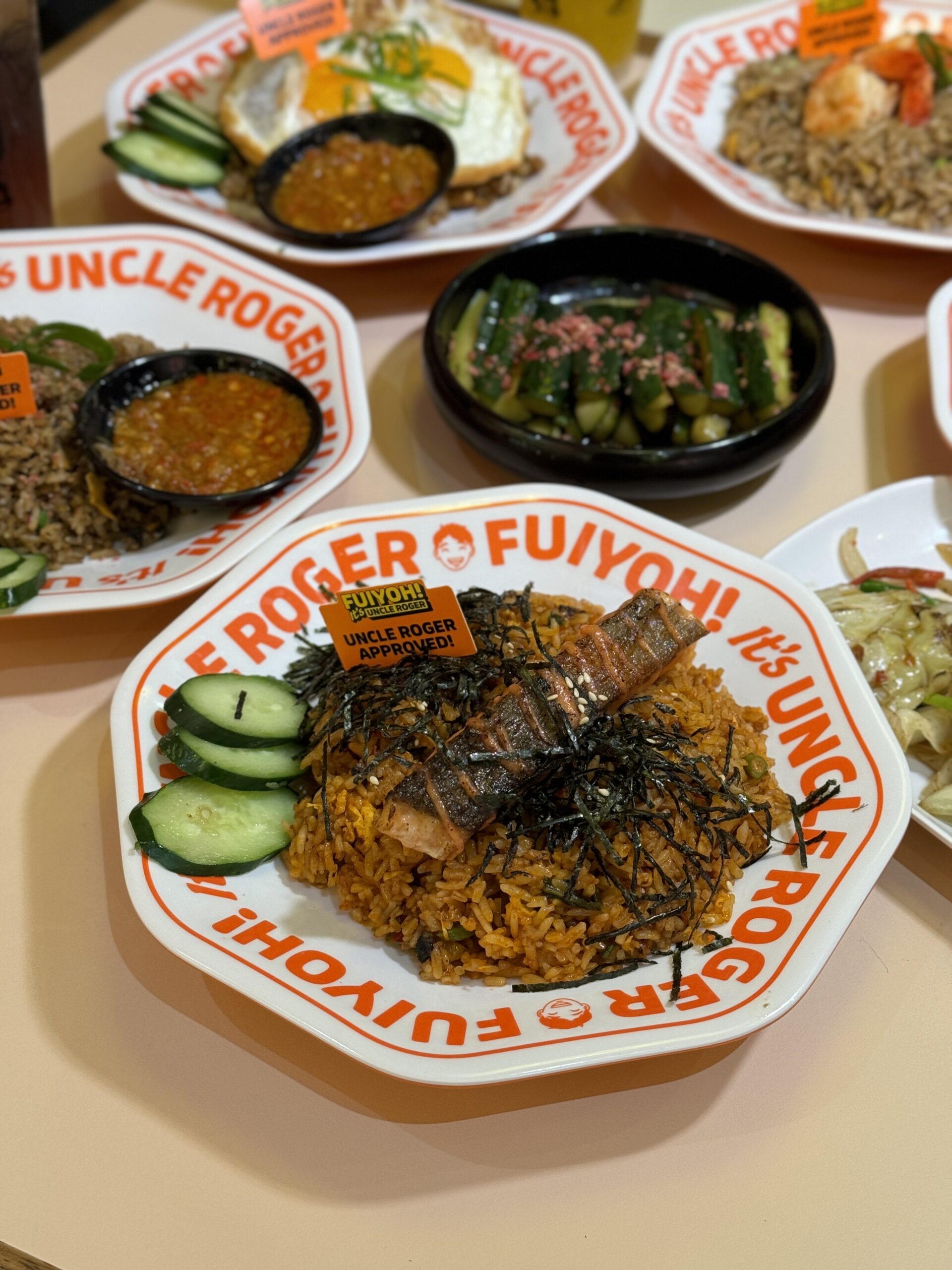 Kimchi fried rice with pan-seared salmon - uncle roger