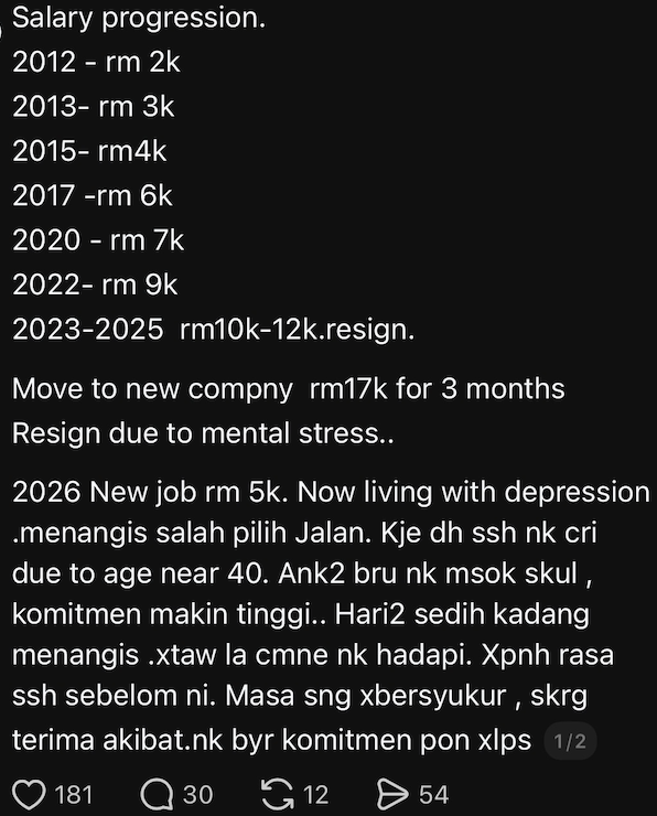36yo M’sian Dad Says He Cries Often After Quitting RM17K Job Due To Stress & Now Earning Only RM5K