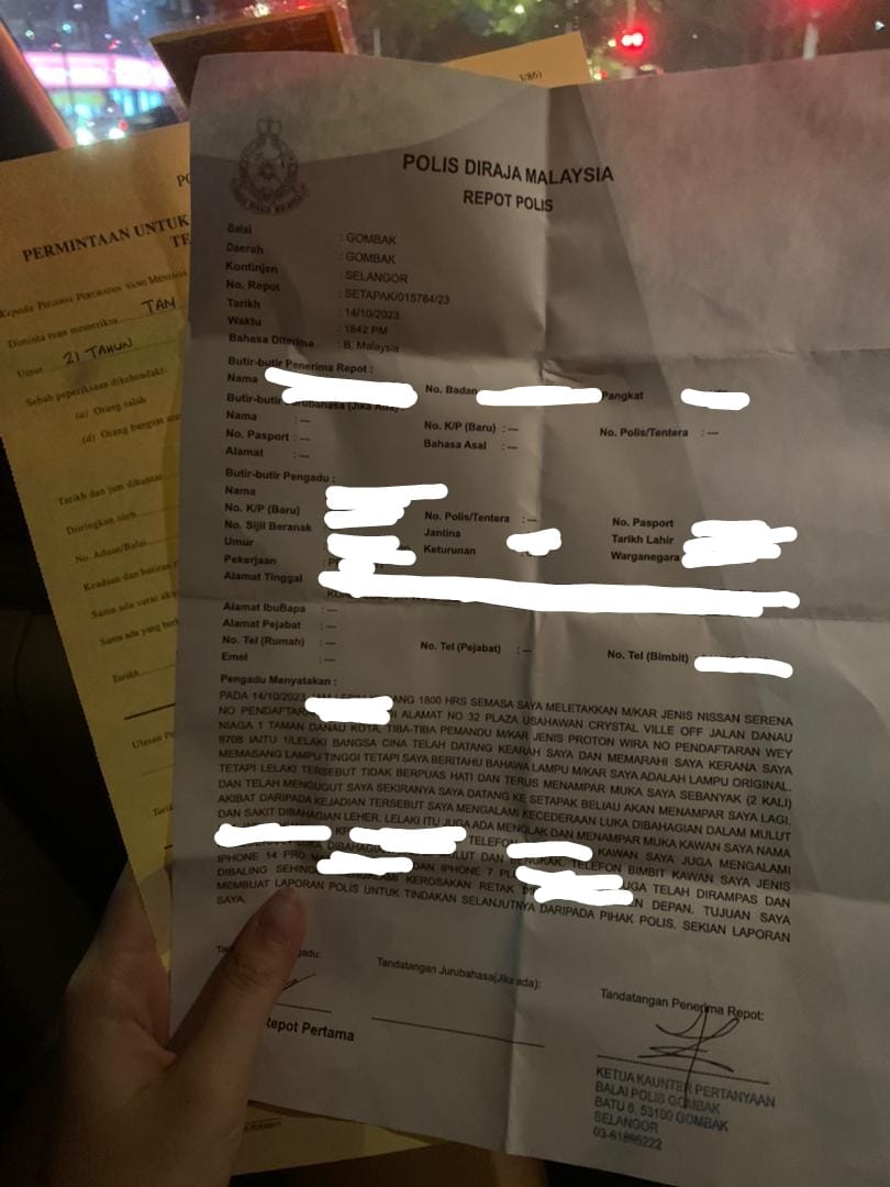 Police report that was made against the man who slapped the male student