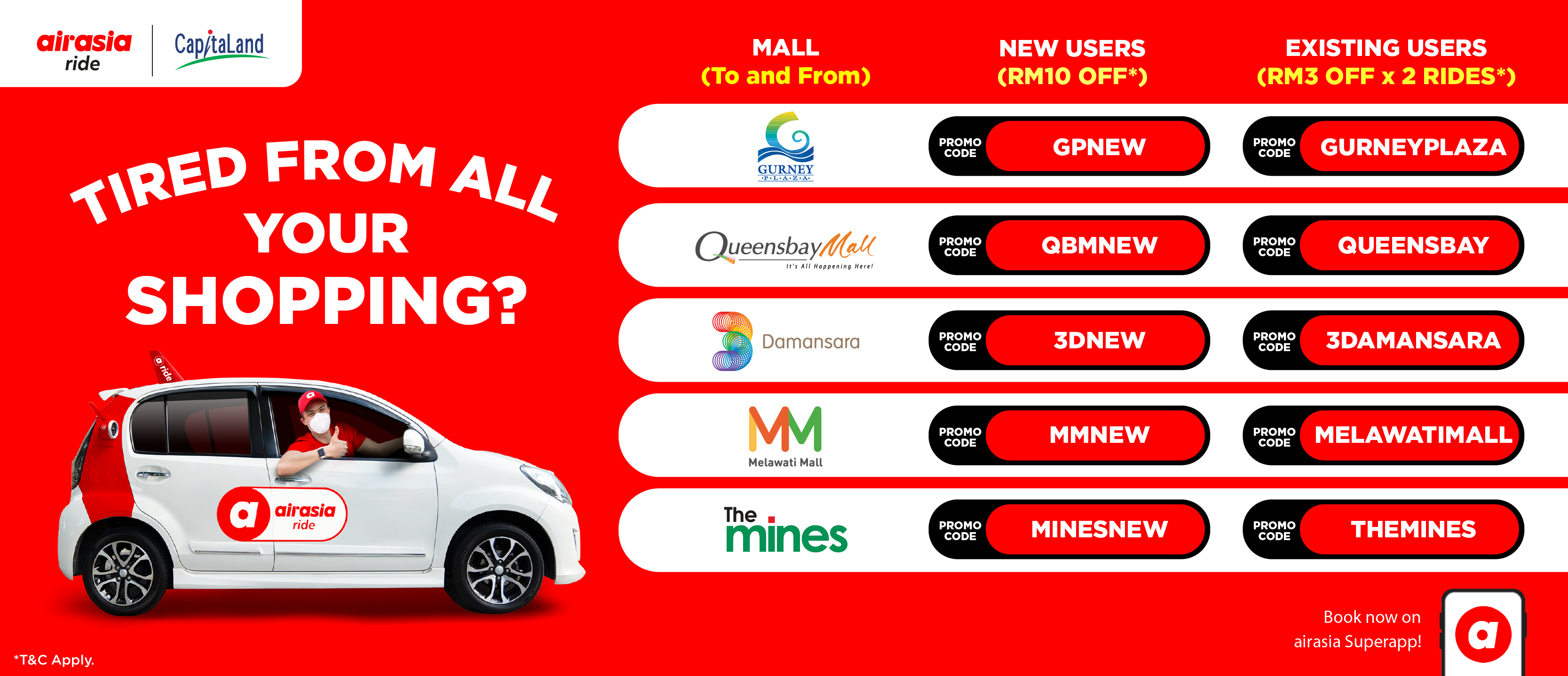 Save up to rm10 off your airasia ride to or from selected capitaland malls in klang valley and penang | weirdkaya