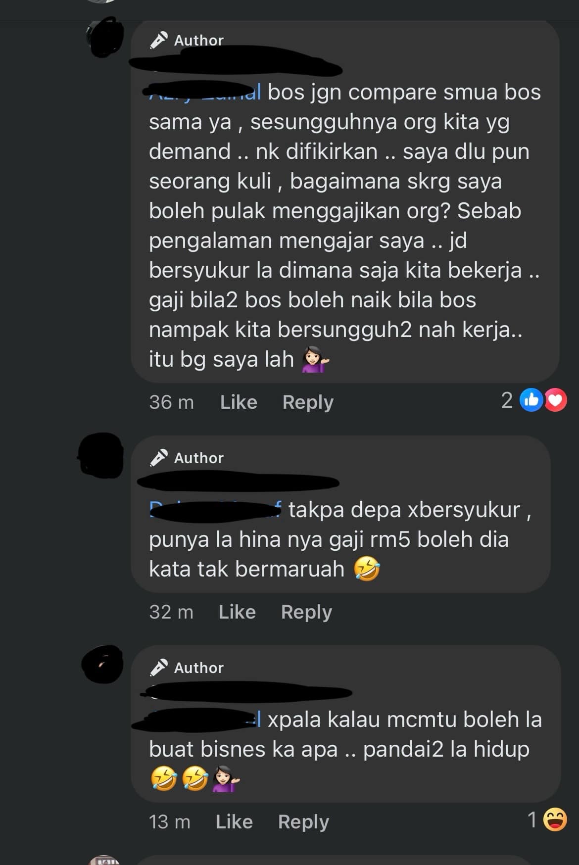 Screenshot of the founder accused for paying rm5 per hour for her workers