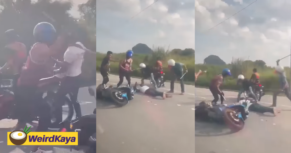 5 m'sian men fight with rotans in the middle of the road at ipoh, now wanted by police | weirdkaya
