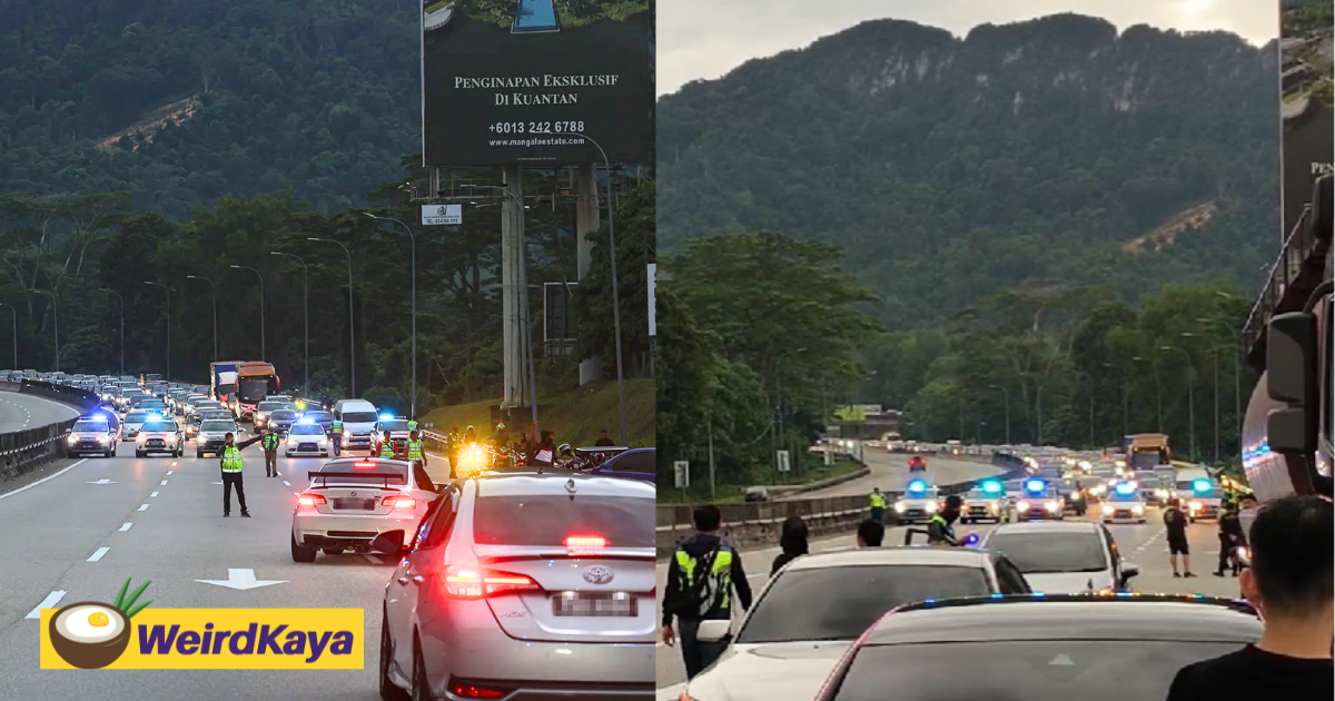 5 police cars block all lanes on karak highway to catch illegally modified car | weirdkaya