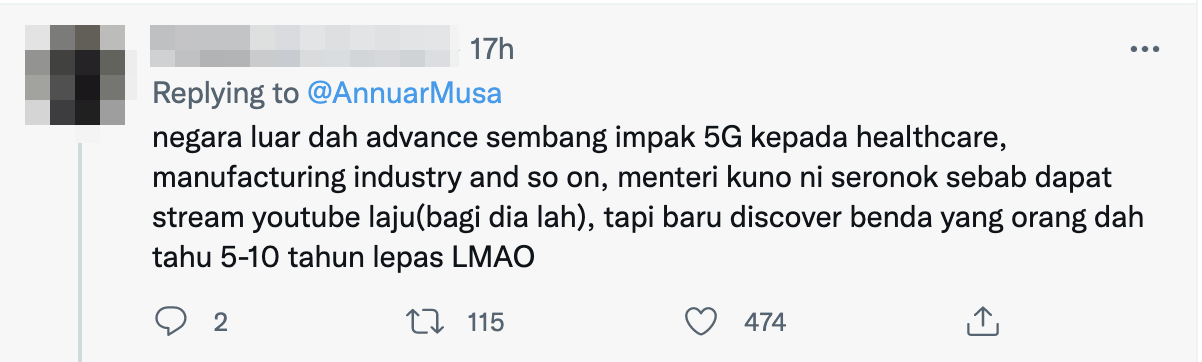 Stuck in the past? Netizens annoyed by annuar musa's celebration of 5g's arrival by streaming 1080p youtube videos | weirdkaya