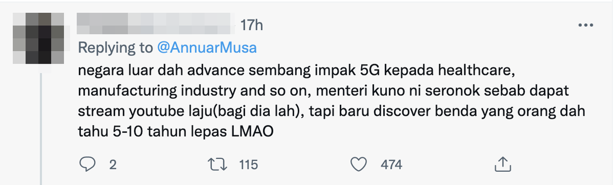 Stuck in the past? Netizens annoyed by annuar musa's celebration of 5g's arrival by streaming 1080p youtube videos | weirdkaya