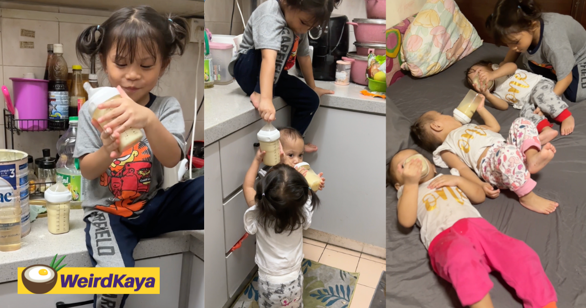 6yo M'sian Girl Melts Netizens’ Heart By How She Takes Care Of Her Baby Sisters