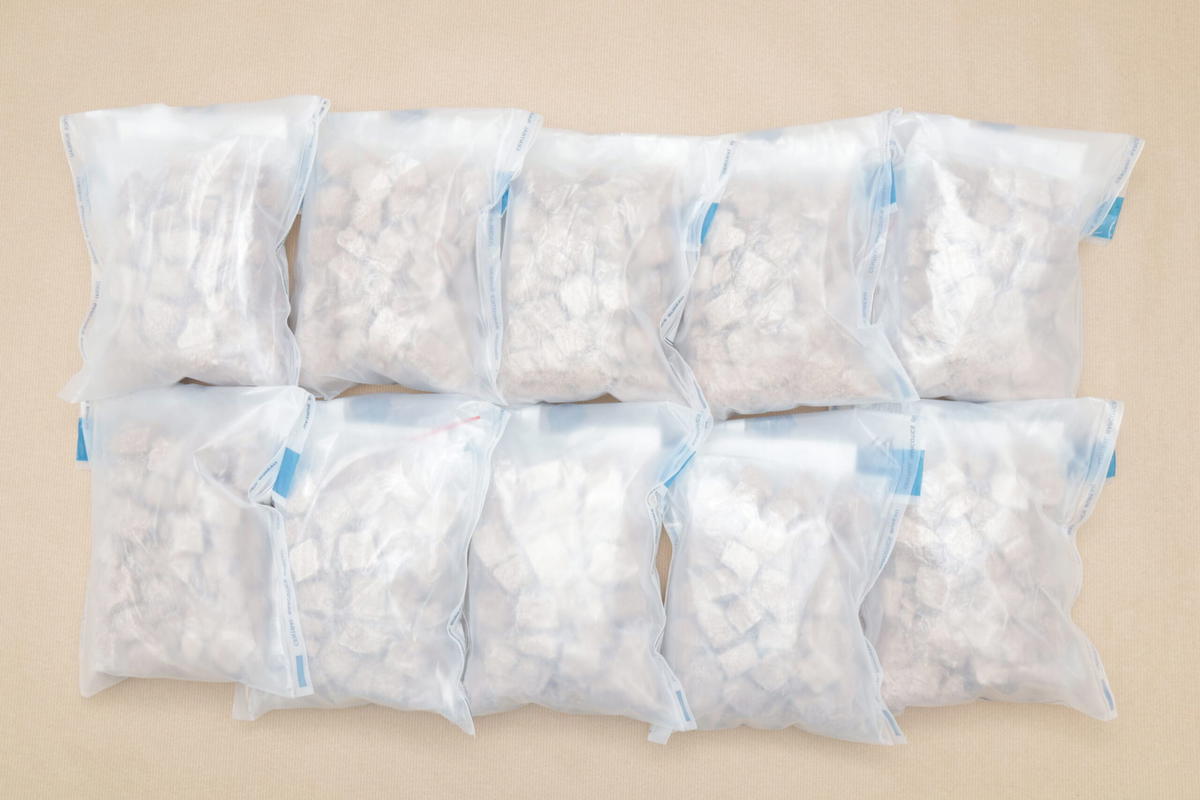 Confiscated heroin packed in block packets