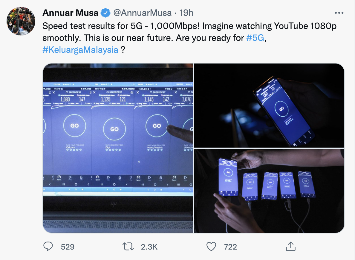 Stuck in the past? Netizens annoyed by annuar musa's celebration of 5g's arrival by streaming 1080p youtube videos | weirdkaya