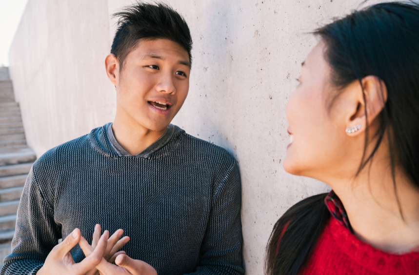 Asian couple talking (1)