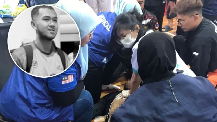 Wan muhammad haikal wan hussin, 21, was taking part in a bout when his opponent's kick made him lose consciousness on saturday afternoon, 2 march